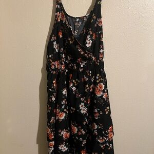 Floral Black Sleeveless Dress